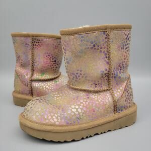 UGG TODDLER CLASSIC II SPOTS PINK ROSE SPARKLE SUEDE BOOTS US 10T